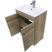 600mm 2 Door Grey Oak effect Wash Basin Cabinet Vanity Sink Unit Bathroom Furniture