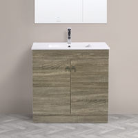 800mm 2 Door Grey Oak Effect Wash Basin Cabinet Vanity Sink Unit Bathroom Furniture