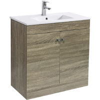 800mm 2 Door Grey Oak Effect Wash Basin Cabinet Vanity Sink Unit Bathroom Furniture