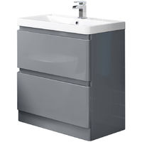 Floor Standing Drawer Vanity Unit Basin Bathroom Storage Furniture 800mm Gloss Grey