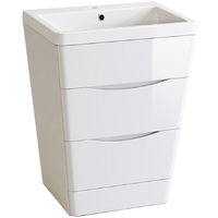Floor Standing Drawer Vanity Unit Basin Bathroom Storage Furniture 600mm Gloss White