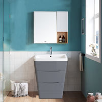 Floor Standing Drawer Vanity Unit Basin Bathroom Storage Furniture 600mm Gloss Grey