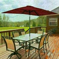Outdoor Patio Garden Parasol 3x2m Sun Shade Umbrella Canopy w/ Crank Tilt UV protection - Wine Red