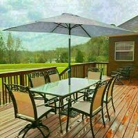 Outdoor Patio Garden Parasol 3x2m Sun Shade Umbrella Canopy w/ Crank Tilt UV protection - Grey