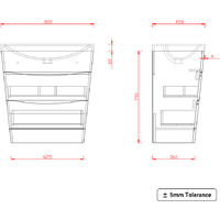 Floor Standing Drawer Vanity Unit Basin Bathroom Storage Furniture 800mm Gloss Grey