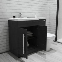 Calm Grey Left Hand Combination Vanity Unit Set with Toilet