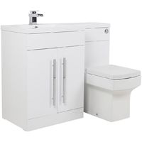 Calm White Left Hand Combination Vanity Unit Set with Boston Toilet