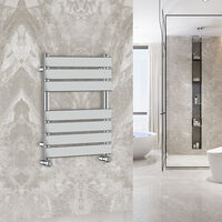 WarmeHaus 650x500mm Flat Panel Heated Towel Rail Central Heating Towel Warmer for Bathroom Kitchen Chrome
