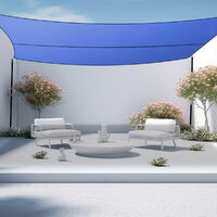 Aquariss 3x2m Sun Shade Sail Rectangle Canopy Polyester Shade Cover Sunscreen Awning for Patio Party Backyard Lawn Garden Outdoor Activities - Blue