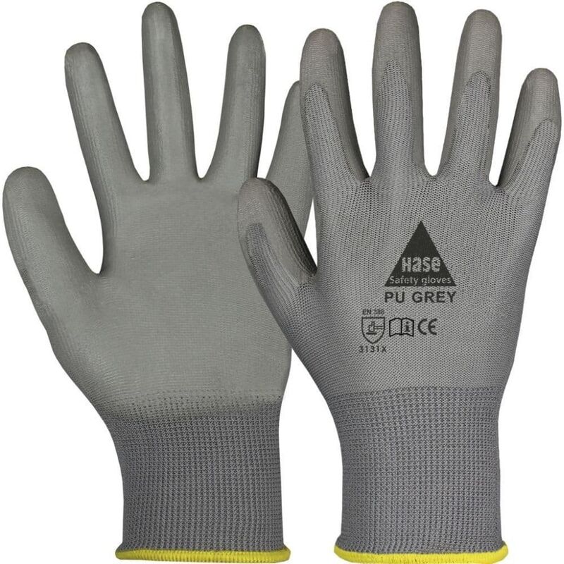 11 6 Paar PU-Handschuhe grau Gr 
