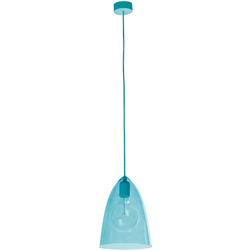 Sulion Colgante Infantil 1xe27 vidrio tintado azul de suspensión 187021 e27 d25cm