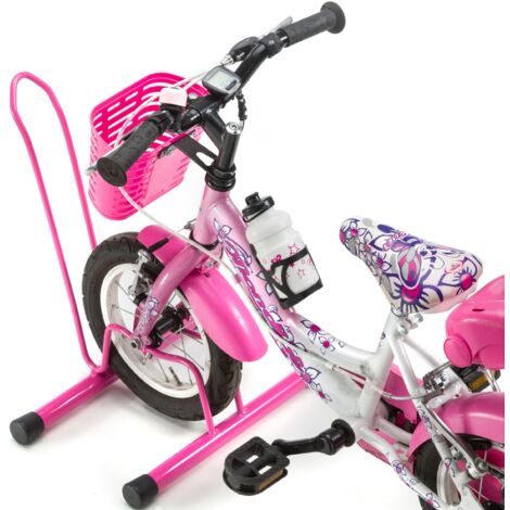 Andrys - Porte-vélos pour enfants de 3 à 10 ans, avec support, 1 place, 38,5 x 29 x 50 cm, couleur bleue - Posti: 1 - Colore: Rosa - Finitura: Verniciato