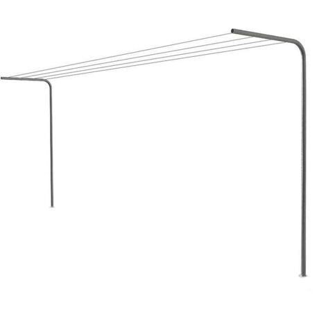 Andrys - Étendoir à linge en tube rond, non démontable à sceller, sans fils, avec bouchons en PVC noirs, en fer, couleur gris, 80 x 40 x 220 cm, avec 2 tubes