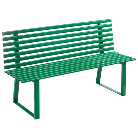 Banc de jardin Andrys avec dossier 150x50x82 cm, galvanisé vert (1/5)