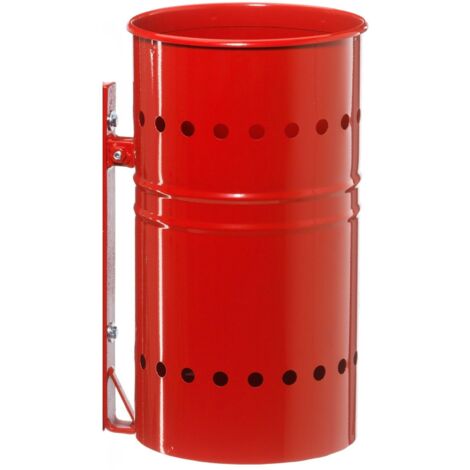 Poubelle d'extérieur Andrys avec support rouge, sans poteau, 26 x 26 x 42 cm (1/3)