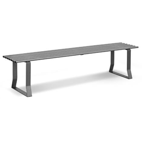 Banc de jardin Andrys sans dossier 150x50x42 - Tube ovale gris (1/5)