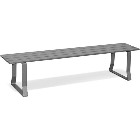 Banc de jardin Andrys sans dossier 190 x 50 x 42 cm - Tube rectangulaire gris (1/5)