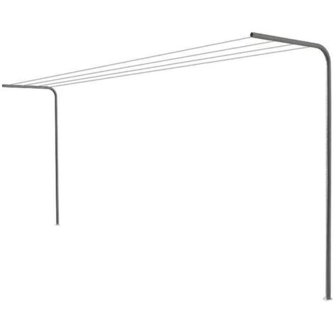 Étendoir à linge extérieur non amovible Andrys, argent, H 220 cm (30 m de ligne)