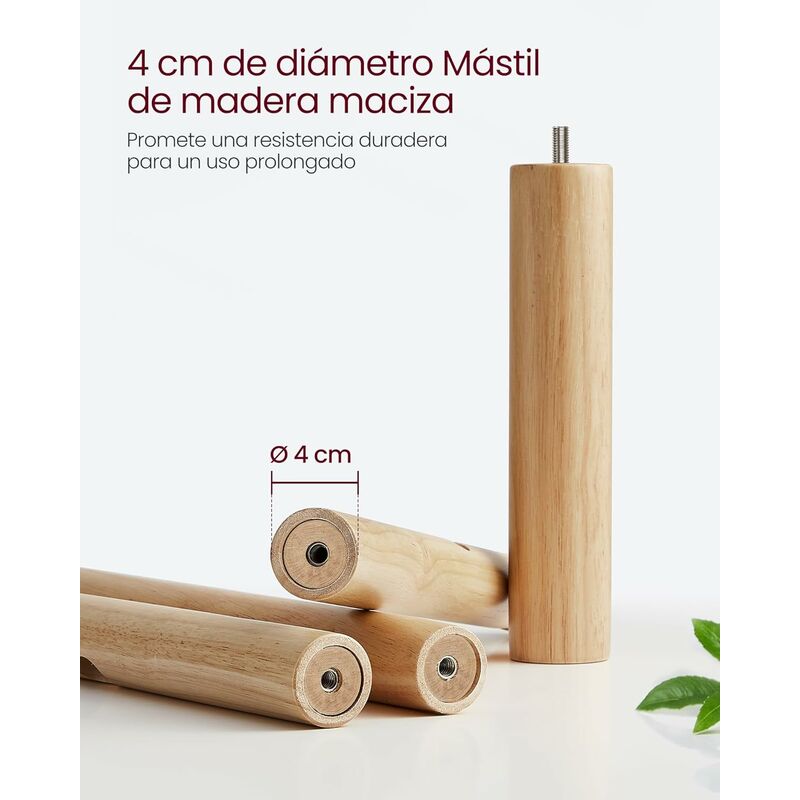 VASAGLE Perchero de pie independiente con 11 ganchos, abrigo de árbol de  madera con base de madera maciza de caucho para abrigo, sombrero, ropa