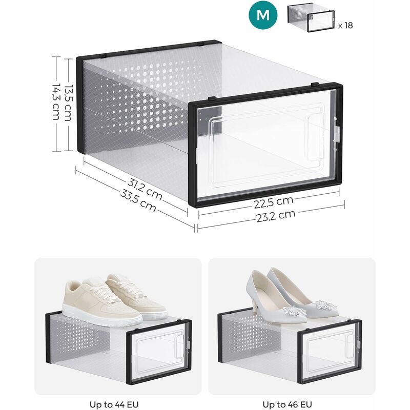 Cajas de zapatos de cartón, caja de zapatos transparente apilable para  almacenamiento con tapas, paquete de 6 (tamaño de zapatos planos)
