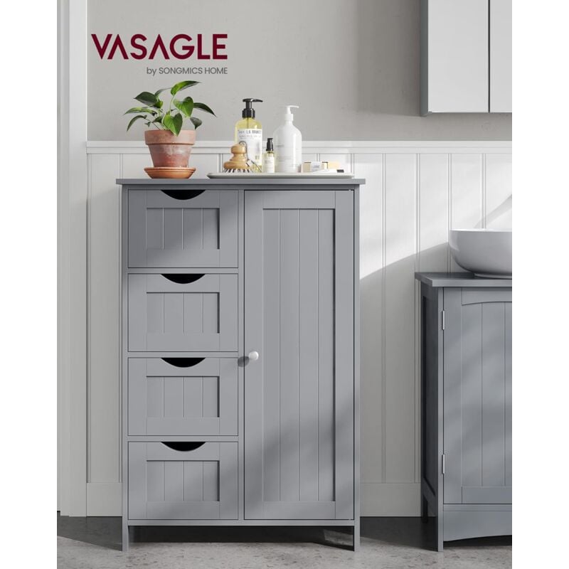 VASAGLE Armario baño, Cómoda baño, Cajonera para baño, con 3 cajones, 30 x  30 x 80 cm, para baño, Sala de Estar, Dormitorio, Cocina, Marrón Rústico