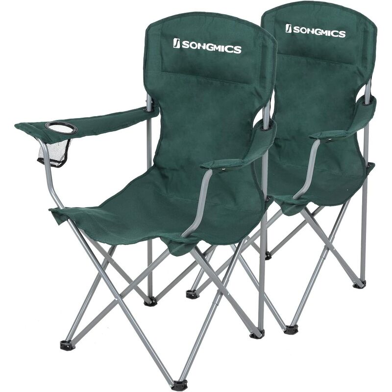 Songmics Juego De 2 sillas camping plegables estructura confortable y resistente capacidad carga 150 kg portavasos para gcb08gn