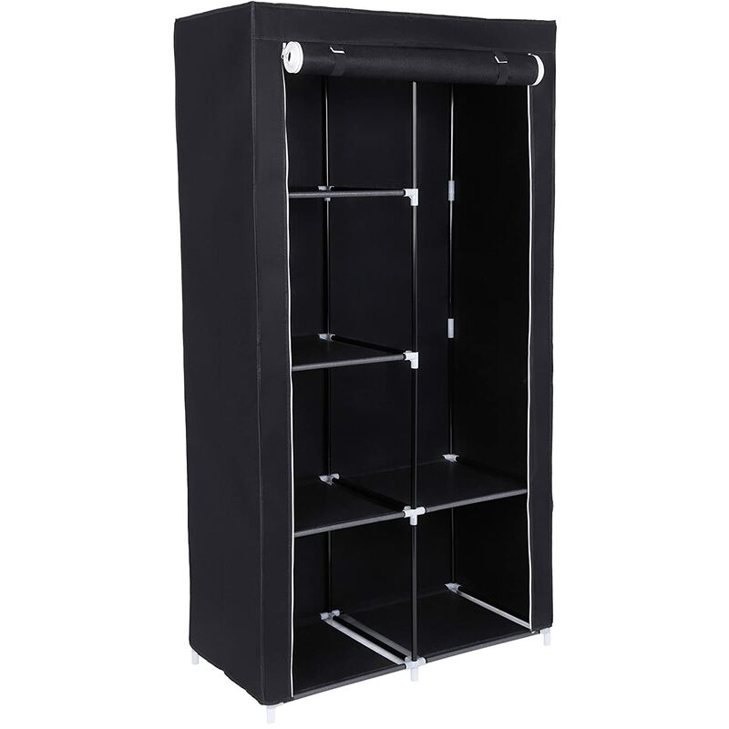 Armario plegable para ropa Ropero de metal y tela Resistente al polvo 88 x 45 x 170cm negro RYG84H