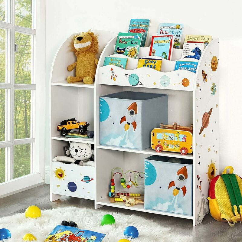 SONGMICS Estantería para niños organizador de juguetes organizador de  libros y juguetes para niños unidad de almacenamiento con 2 cajas de – Yaxa  Costa Rica