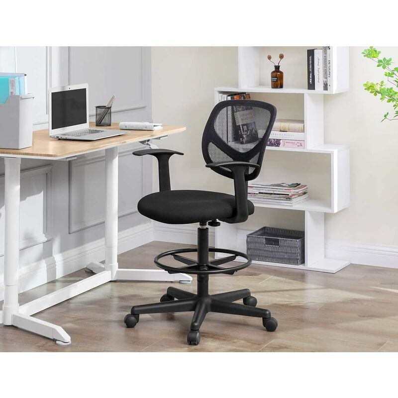  Silla de oficina, silla de escritorio, silla de oficina en  casa, silla de computadora de malla, silla de oficina ergonómica con  reposabrazos de soporte lumbar, silla de tareas de respaldo medio