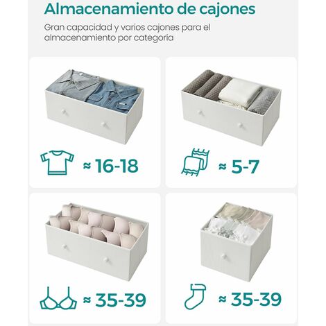 SONGMICS Cómoda, Unidad de Almacenamiento Tela, 5 Cajones, Cajonera de Estilo Industrial, para el Salón, Pasillo, Cuarto de Niños, Blanco y Roble