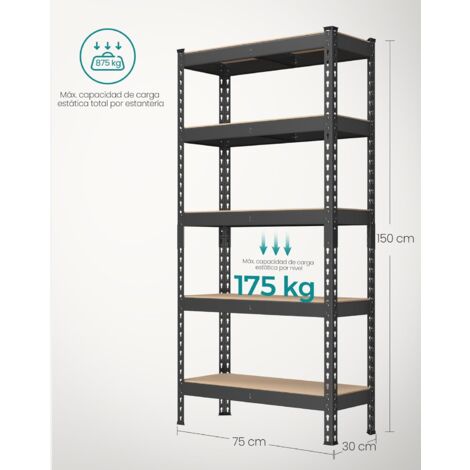 SONGMICS Estantería Pesada De 5 Niveles, Estantería De Acero, Montaje