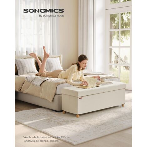 Taburete Plegable Con Almacenaje Relaxdays - Beige, 49x48,5x27 Cm, Capacidad 150 Kg, Tela Y MDF