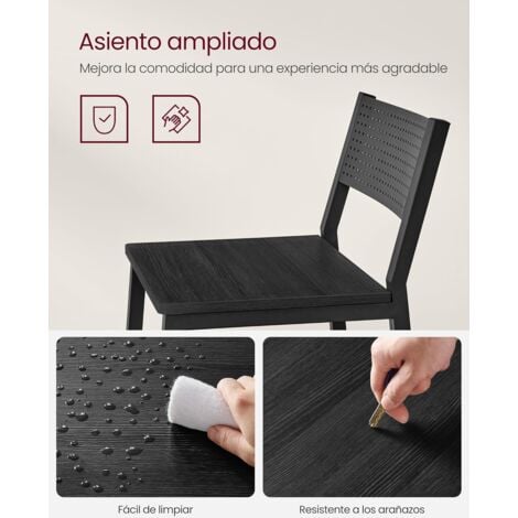 VASAGLE Taburete de Bar, Juego de 2, Taburetes Altos de Cocina, para Cocina, Comedor, Oficina, Estilo Industrial, Gris Antracita y Negro