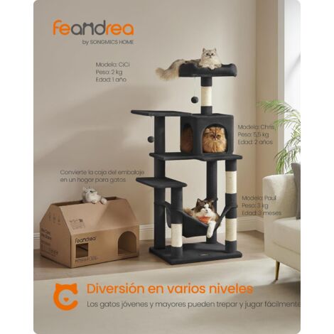Árbol Para Gatos Gigante De 210 Cm, Con Plataformas, Cuevas, Hamaca Y Rascador - Ideal Para Gatos Grandes Y Activos
