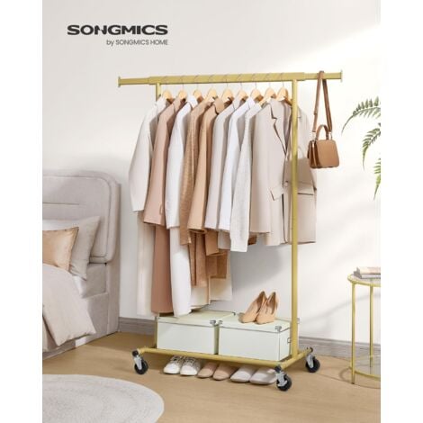 SONGMICS Burro Ropa con Ruedas, Perchero Burro Extensible con