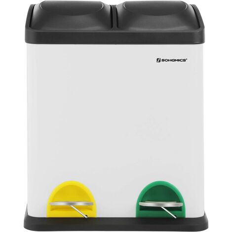 Cubo de Reciclaje, Residuos de 30 Litros, 2 Cubos de Basura de 15