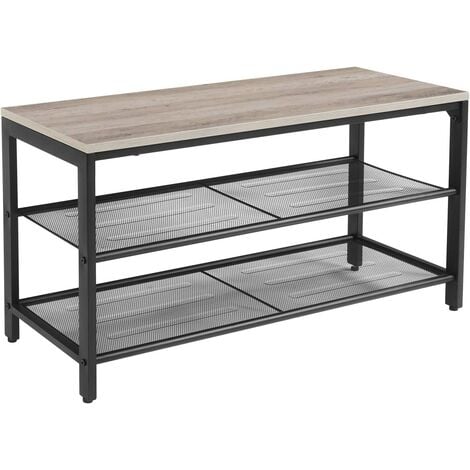 VASAGLE Banco para Zapatos con Asiento, Zapatero con 2 Estantes de