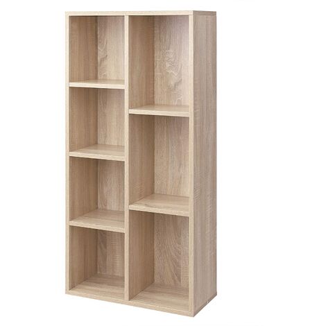 Estante libros estantería de madera estante para estante con soporte estante de pared estante de oficina 8 compartimentos armario blanco