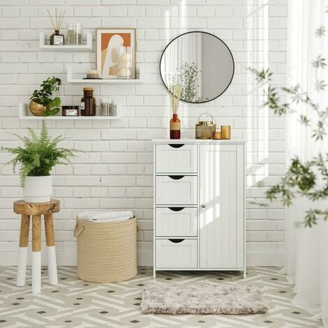 VASAGLE - Cajón de baño y estante ajustable, armario de cocina, armario de  madera para entrada, gabinete de almacenamiento, de 23.6 x 11.8 x 31.5  pulgadas, color blanco UBBC61WT : Hogar y Cocina 