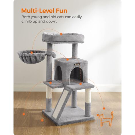 FEANDREA Árbol de Gatos, Torre para Gatos Grandes, Gris Claro por SONGMICS