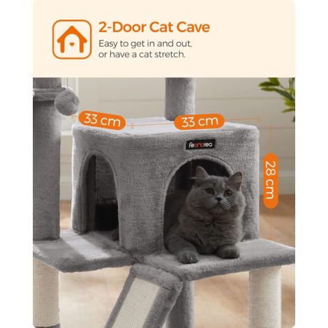 FEANDREA Árbol de Gatos, Torre para Gatos Grandes, Gris Claro por SONGMICS