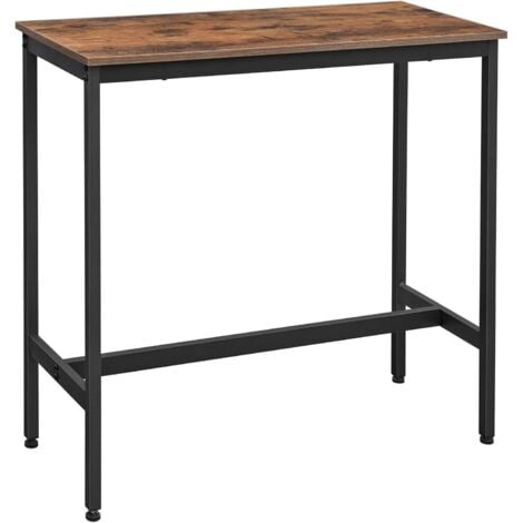 VASAGLE Mesa de Bar, Mesa de Cocina Rectangular Estrecha, Mesa Alta con Marco de Metal Robusto, 100 x 40 x 90 cm, Montaje Sencillo, Diseño Industrial, Marrón Rústico y Negro por SONGMICS
