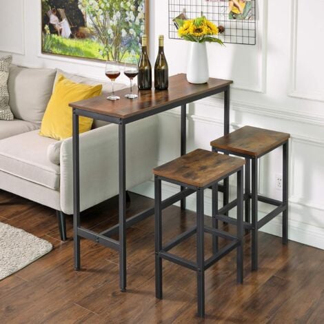 VASAGLE Mesa de Bar, Mesa de Cocina Rectangular Estrecha, Mesa Alta con Marco de Metal Robusto, 100 x 40 x 90 cm, Montaje Sencillo, Diseño Industrial, Marrón Rústico y Negro por SONGMICS