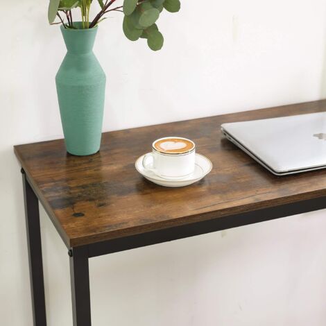 VASAGLE Mesa de Bar, Mesa de Cocina Rectangular Estrecha, Mesa Alta con Marco de Metal Robusto, 100 x 40 x 90 cm, Montaje Sencillo, Diseño Industrial, Marrón Rústico y Negro por SONGMICS