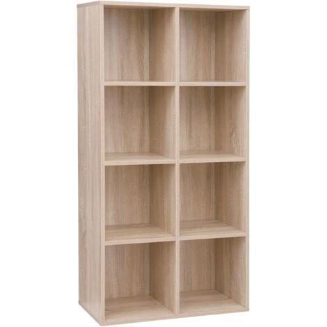 VASAGLE Estantería Librería, Estantería de Madera, Estantería de Exposición de 8 Cubos, Armario Independiente para la Oficina en Casa, Color Roble por SONGMICS