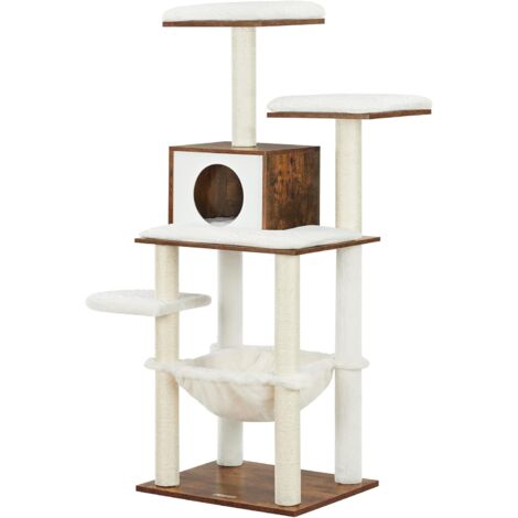 FEANDREA Árbol de Gatos, Torre de Gatos de 138cm, Marrón Rústico por SONGMICS