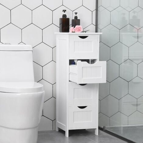 Armario de almacenaje Organizador Armario para Cocina Baño con 4 cajones 30 x 30 x 82cm Blanco