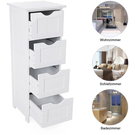 Armario de almacenaje Organizador Armario para Cocina Baño con 4 cajones 30 x 30 x 82cm Blanco