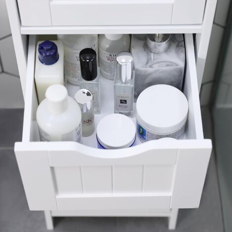 Armario de almacenaje Organizador Armario para Cocina Baño con 4 cajones 30 x 30 x 82cm Blanco