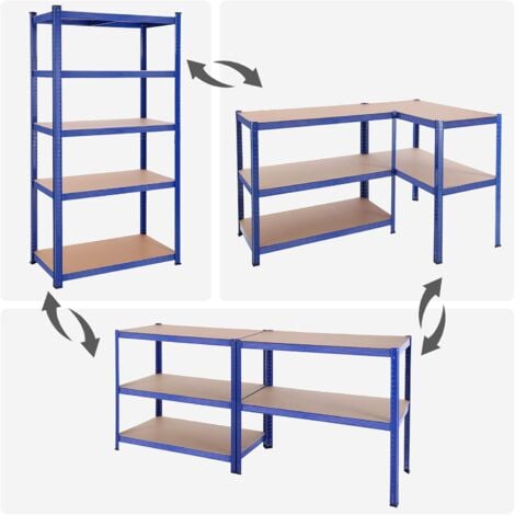 Estantería de 5 Niveles, 200 x 100 x 50cm, Carga de 600 kg (120 kg por nivel), Estantería para Cargas Pesadas, Estante Ajustable en Altura, para Garaje, Sótano, Azul
